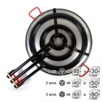 Qué paellas se pueden hacer con un paellero de 53 cm de tubo plano de 3 fuegos: Gama Premium