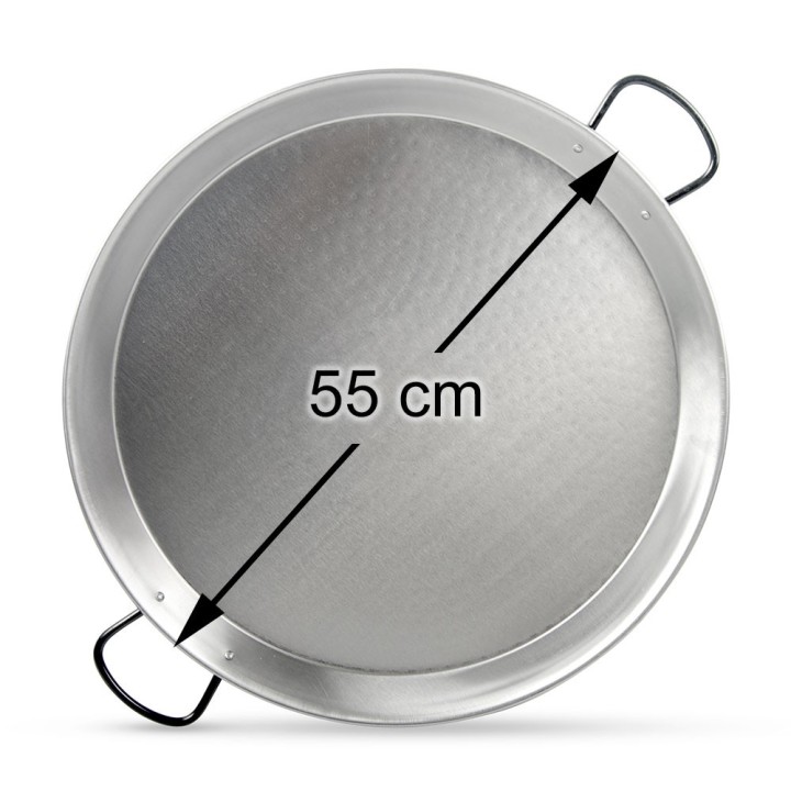 Paellera de acero pulido 55cm - 8 a 10 raciones | Paelleros Roger