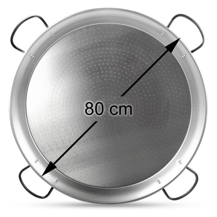 Paellera de acero pulido 80cm - 15 a 20 raciones | Paelleros Roger