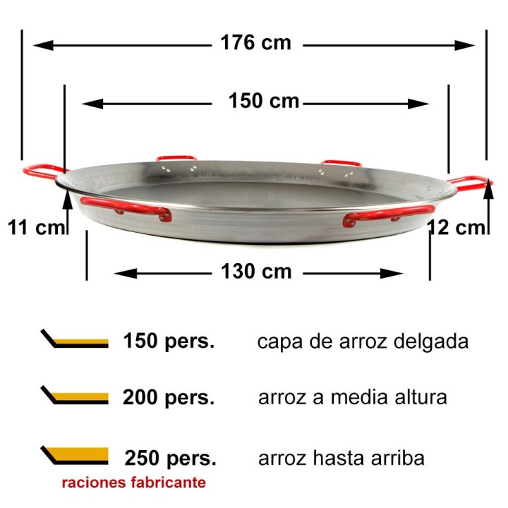 Paella de acero pulido de 150 cm El Cid | Paelleros Roger
