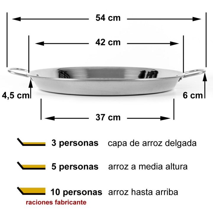 Paellera inoxidable 42cm 3 - 4 personas | Paelleros Roger