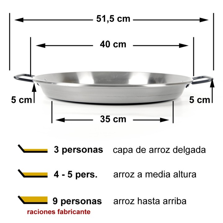 Paellera profesional 40cm 3 - 4 personas | Paelleros Roger
