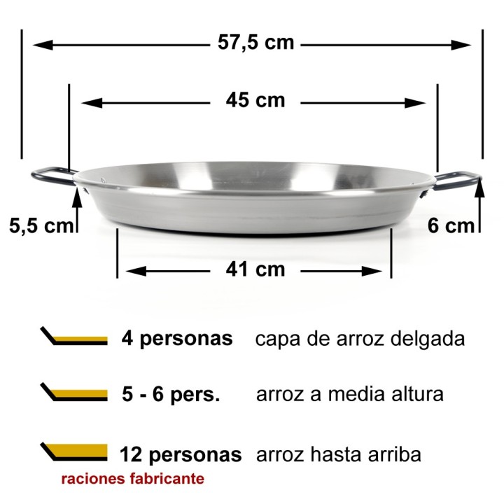Paellera profesional 45cm 4 - 5 raciones | Paelleros Roger