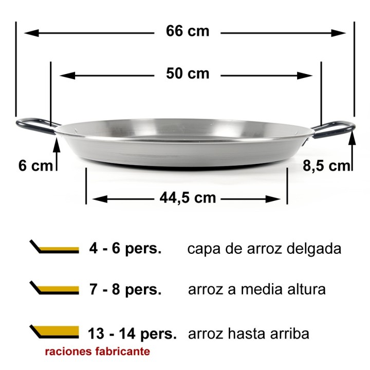 Paellera profesional 50cm 6 - 8 personas | Paelleros Roger