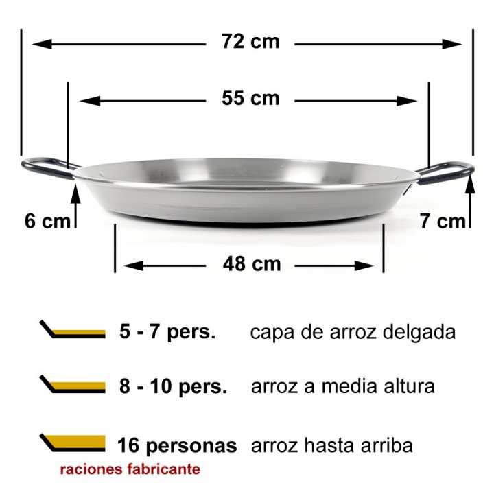 Paellera profesional 55cm 8 - 10 personas | Paelleros Roger