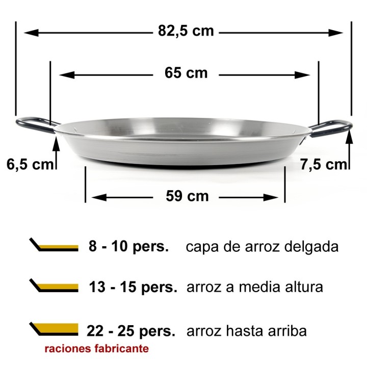Paellera profesional 65cm 10 - 13 personas | Paelleros Roger