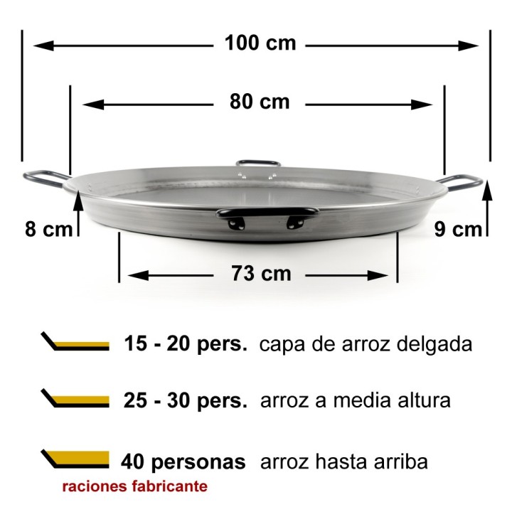 Paellera profesional 80cm 15 a 20 personas | Paelleros Roger