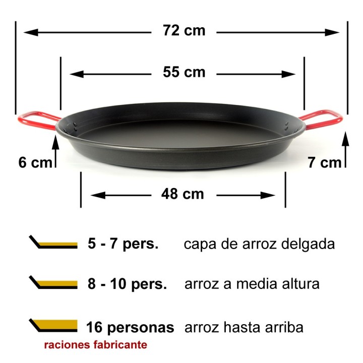 Paellera de hierro 55cm 8 a 10 raciones | Paelleros Roger