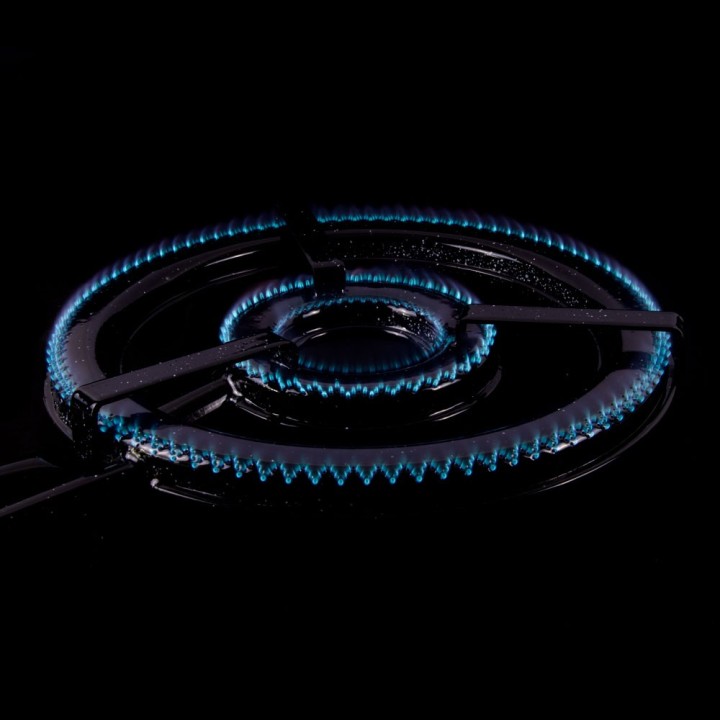 Paellero 38 cm Optimgas con 2 fuegos encendidos - Llama Azul