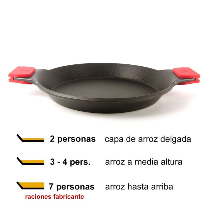 Paellera para 2 o 4 personas. Máxima capacidad para 7 raciones