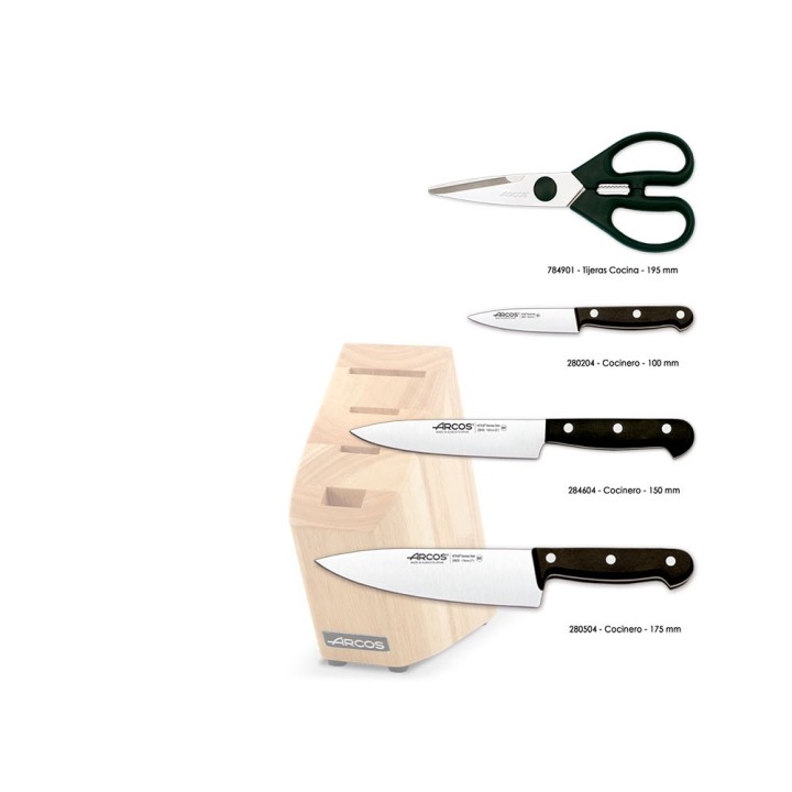 Taco serie universal con cuchillo cocinero, pelador y verdulero + tijeras
