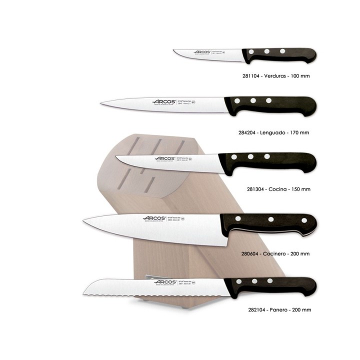 Cuchillos Arcos Universal 285700 con taco de madera