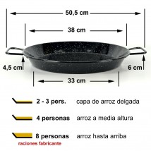 Dimensiones de una paella esmaltada de 32cm con 2 divisiones multigusto