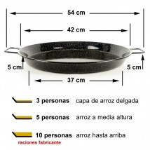 Dimensiones de una paella esmaltada de 42cm con 2 divisiones multigusto