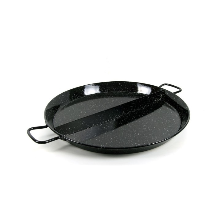 Paellera dividida para cocinar 2 sabores de paella o fideuá