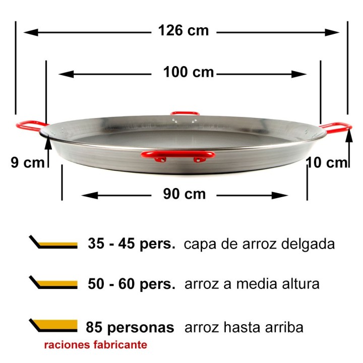 Paella de acero pulido de 100 cm El Cid | Paelleros Roger