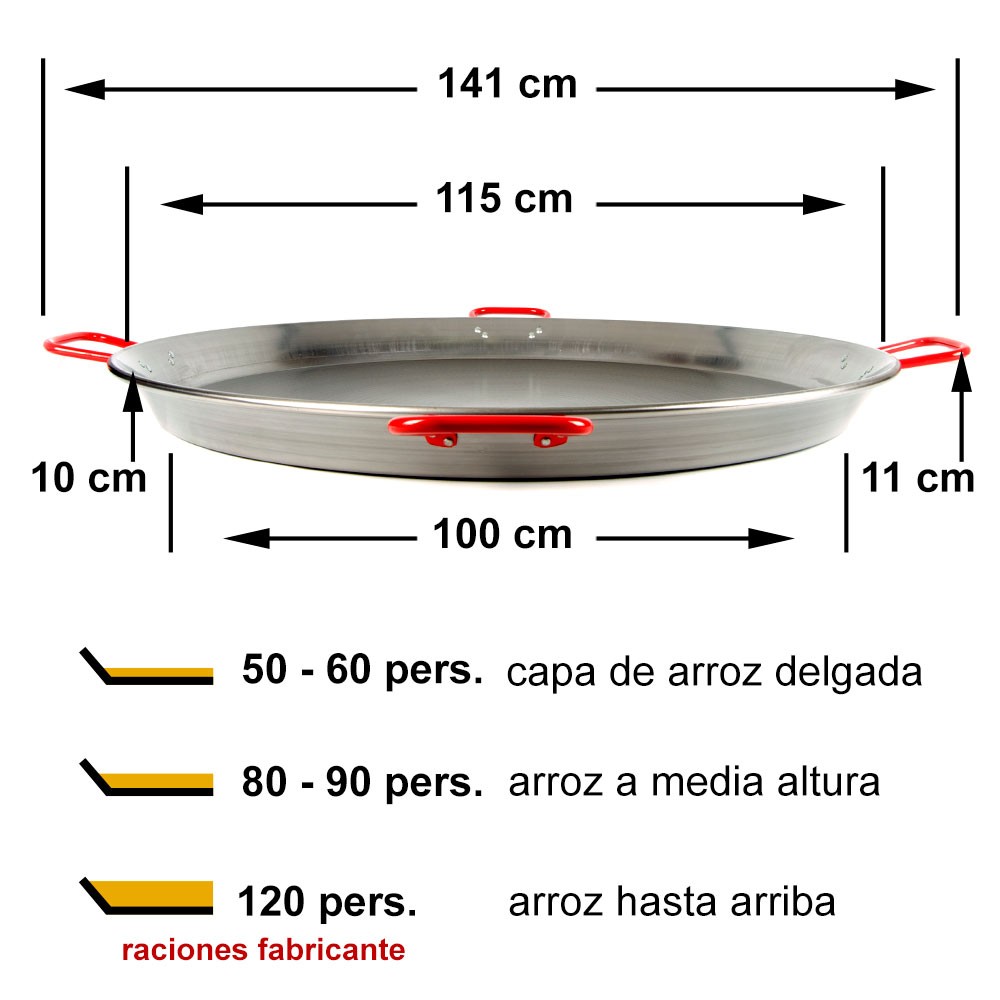 Poêle à paella acier 70 cm 19 portions