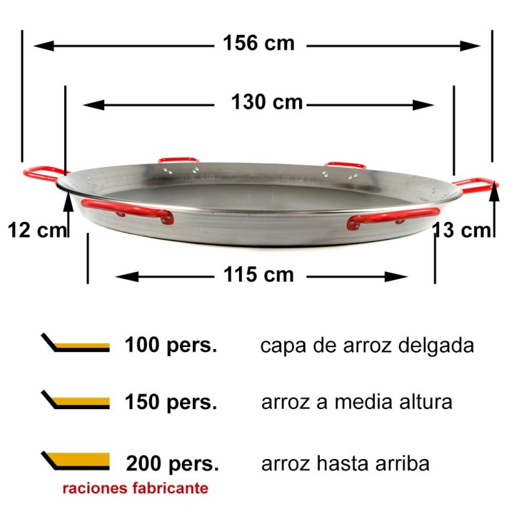 Paella de acero pulido de 130 cm El Cid | Paelleros Roger