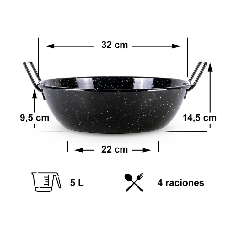 Sartén honda esmaltada 32cm ø | Paelleros Roger