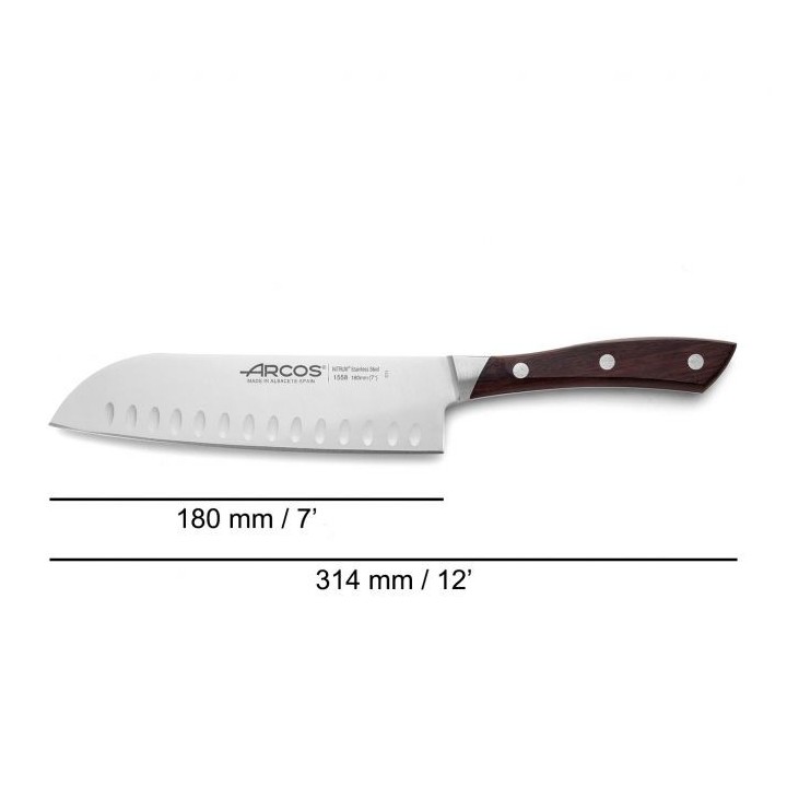 Arcos Natura - Cuchillo Santoku (180mm) 155810 | Paelleros Roger