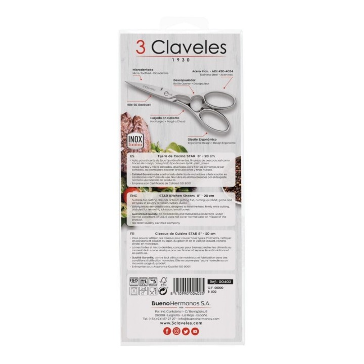 Tijeras de Cocina 3 Claveles Star | Paelleros Roger