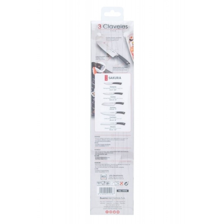 Cuchillo Santoku 17.5cm 3 Claveles Sakura  | Paelleros Roger
