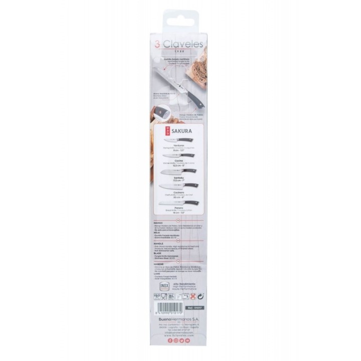 Cuchillo Panero 19cm 3 Claveles Sakura | Paelleros Roger