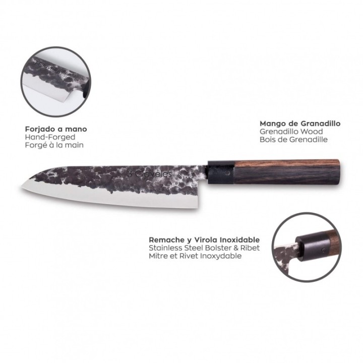 Cuchillo Santoku 18cm 3 Claveles Osaka | Paelleros Roger