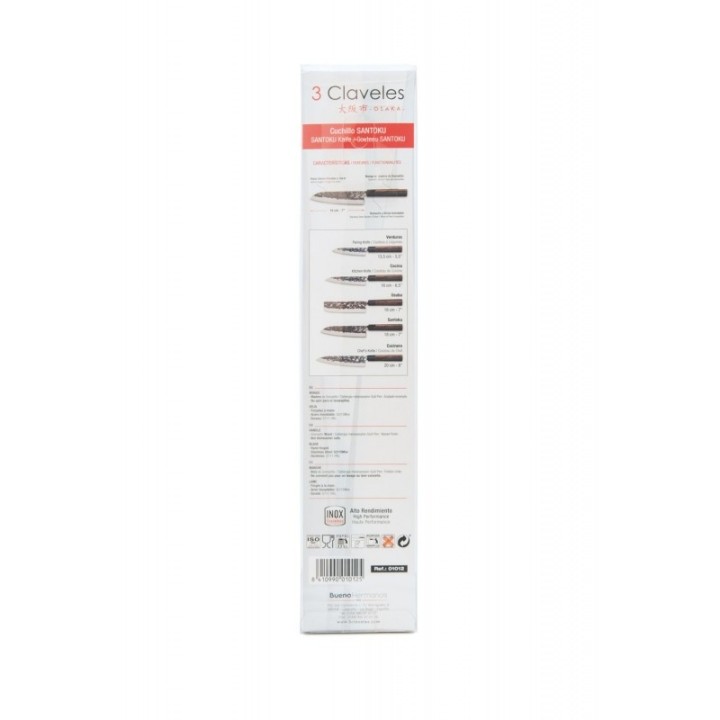 Cuchillo Santoku 18cm 3 Claveles Osaka | Paelleros Roger