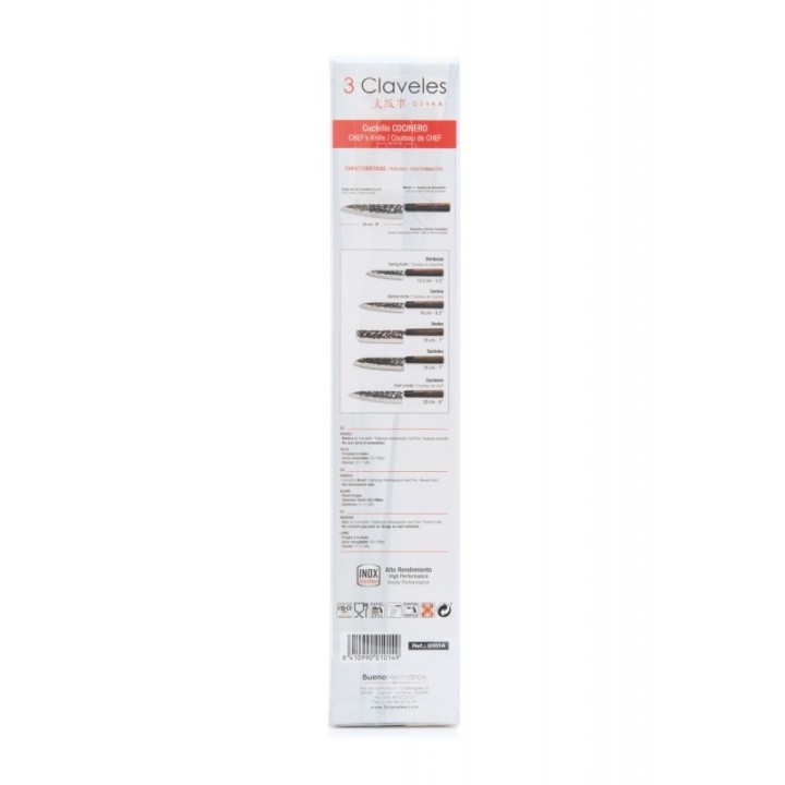 Cuchillo Cocinero 20cm 3 Claveles Osaka | Paelleros Roger