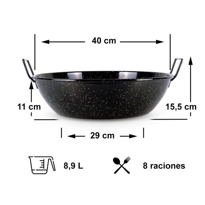 Sartén Honda Esmaltada para arroces melosos | Paelleros Roger