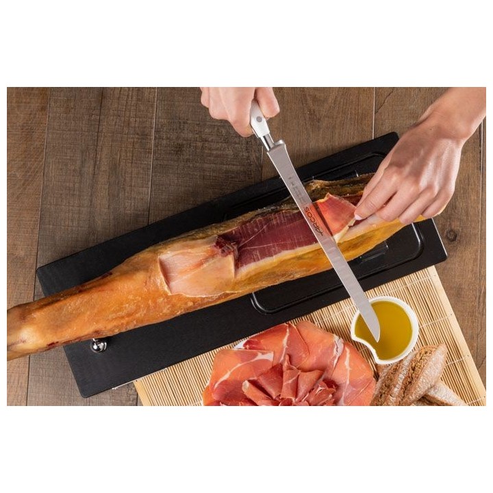 Pack deshuesador y jamonero + chaira y pinzas para jamón -  Serie Riviera Blanc