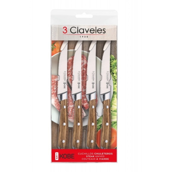 Set 4 Cuchillos Chuleteros Kobe | Paelleros Roger