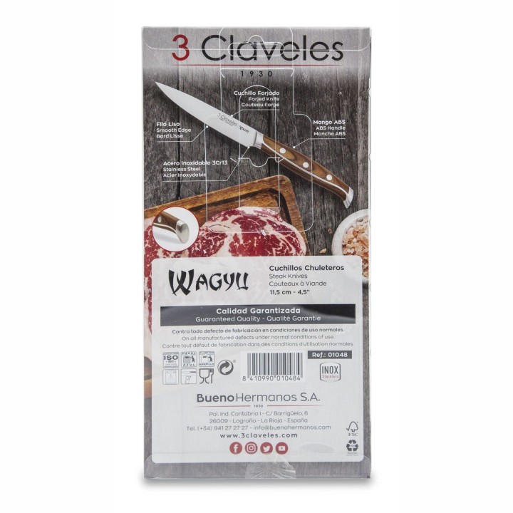 Set 4 Cuchillos Chuleteros Wagyu- 3 Claveles | Paelleros Roger