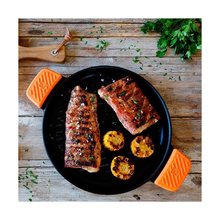 Plancha redonda de hierro fundido rayas 32cm | Paelleros Roger