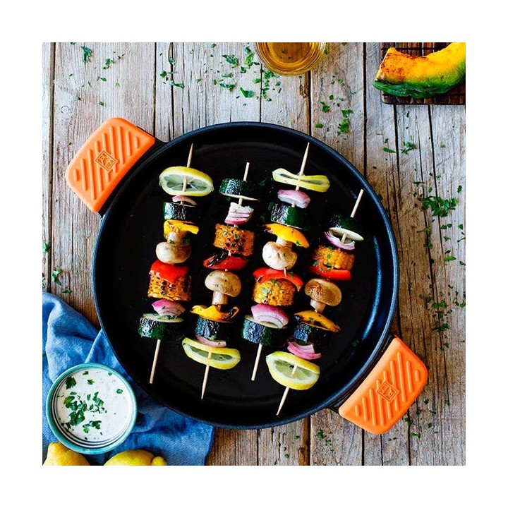 Plancha con asas de hierro fundido lisa 32cm | Paelleros Roger