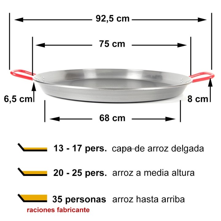 Paella de acero pulido de 75 cm El Cid | Paelleros Roger