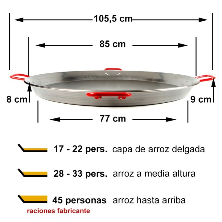 Paella de acero pulido de 85 cm El Cid | Paelleros Roger