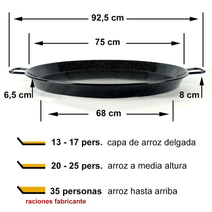 Paellera esmaltada de 75 cm El Cid | Paelleros Roger