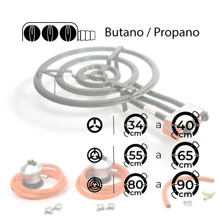 Paellero 60cm - 30% más de potencia con 2 reguladores y gomas