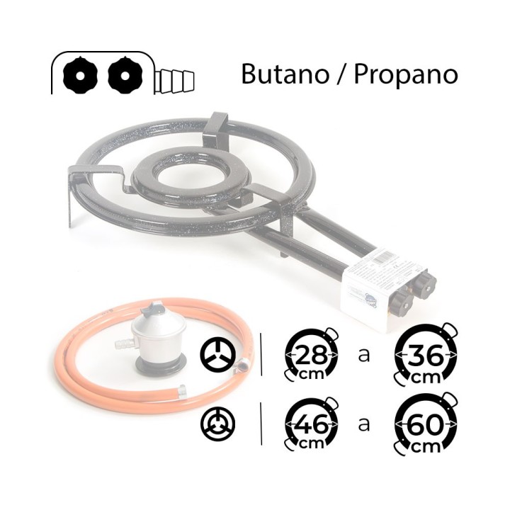 Paellero de 40 cm tubo plano con goma y regulador