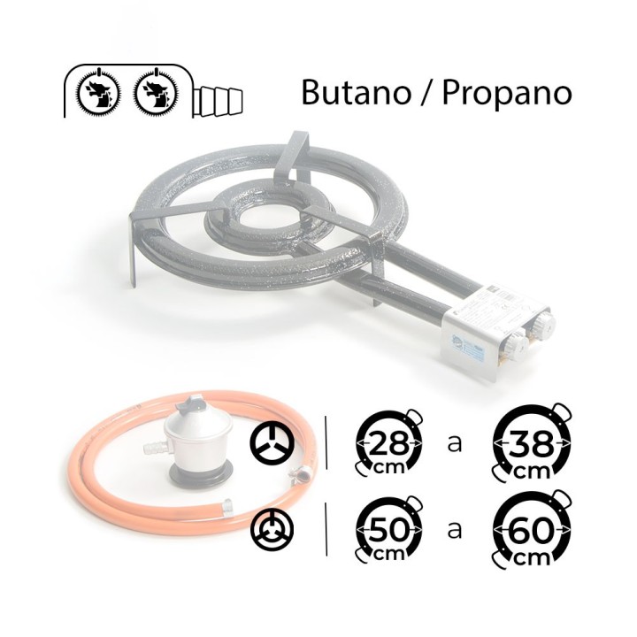 Paellero de gas 38 cm + Kit completo de gas
