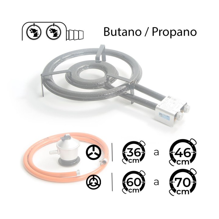 Paellero de gas 46 cm + Kit completo de gas