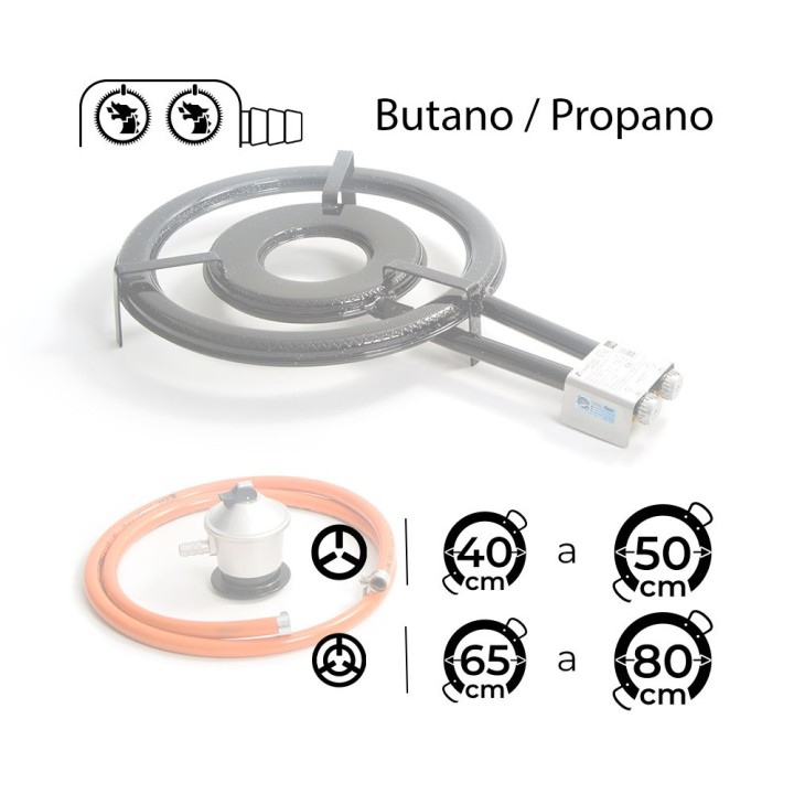 Paellero de gas 50 cm + Kit completo de gas