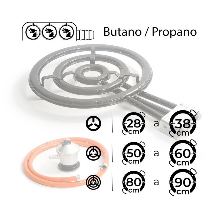 Paellero de gas 60 cm + Kit completo de gas