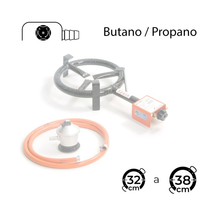 Paellero a gas 25cm + Regulador + Goma