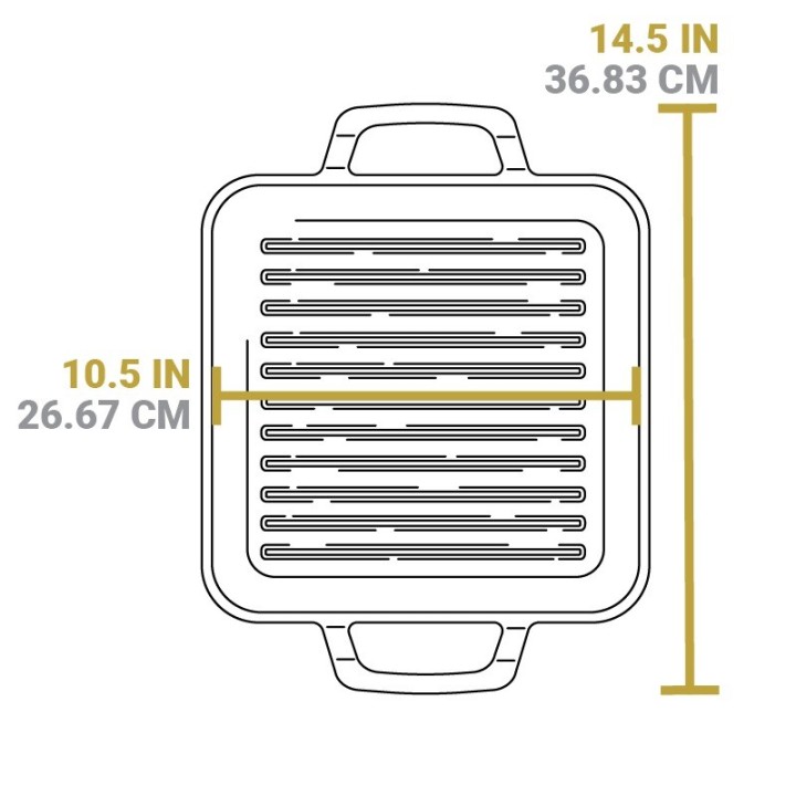 Plancha rayas cuadrada con asas 28cm | Paelleros Roger