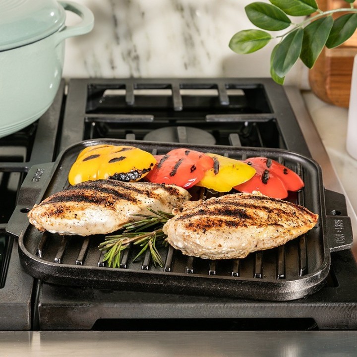 Plancha cuadrada reversible hierro fundido Lodge 26cm | Paelleros Roger
