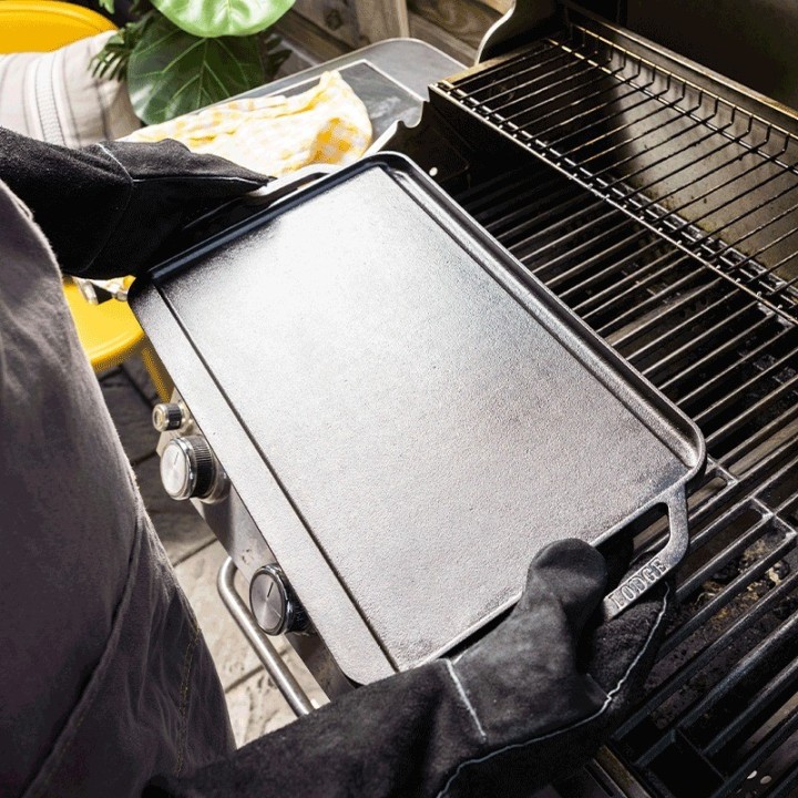 Plancha rectangular reversible hierro fundido Lodge 51x27cm | Paelleros Roger