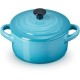 Mini Cocotte Redonda de Gres Azul Caribe 10 cm - Le Creuset